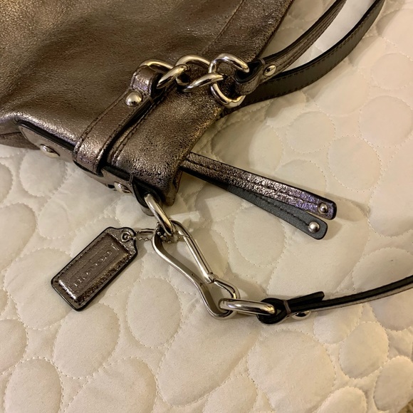 SOLD. Beautiful Coach Leather Metallic Hobo and wallet - Picture 7 of 14